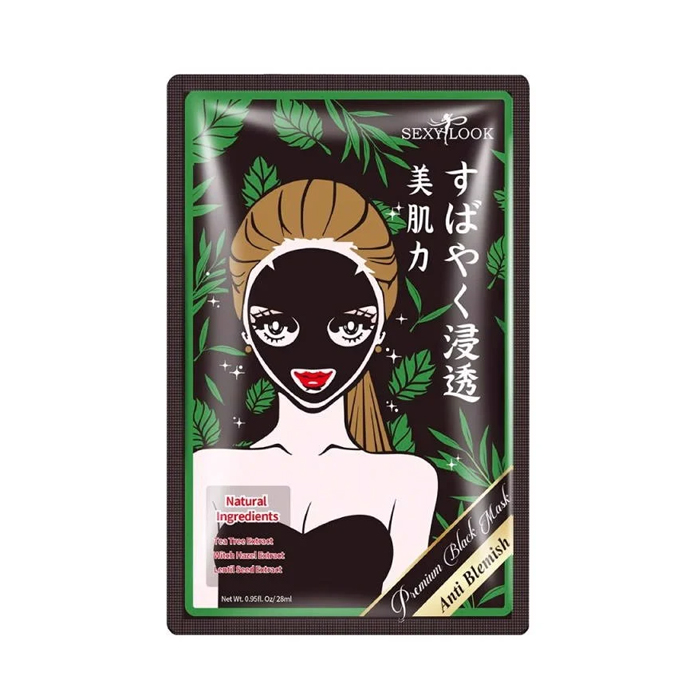 Mặt Nạ Đen Tràm Trà Kiểm Soát Dầu Và Mụn Sexylook Tea Tree Anti Blemish Black Facial Mask 28ml (1 miếng)
