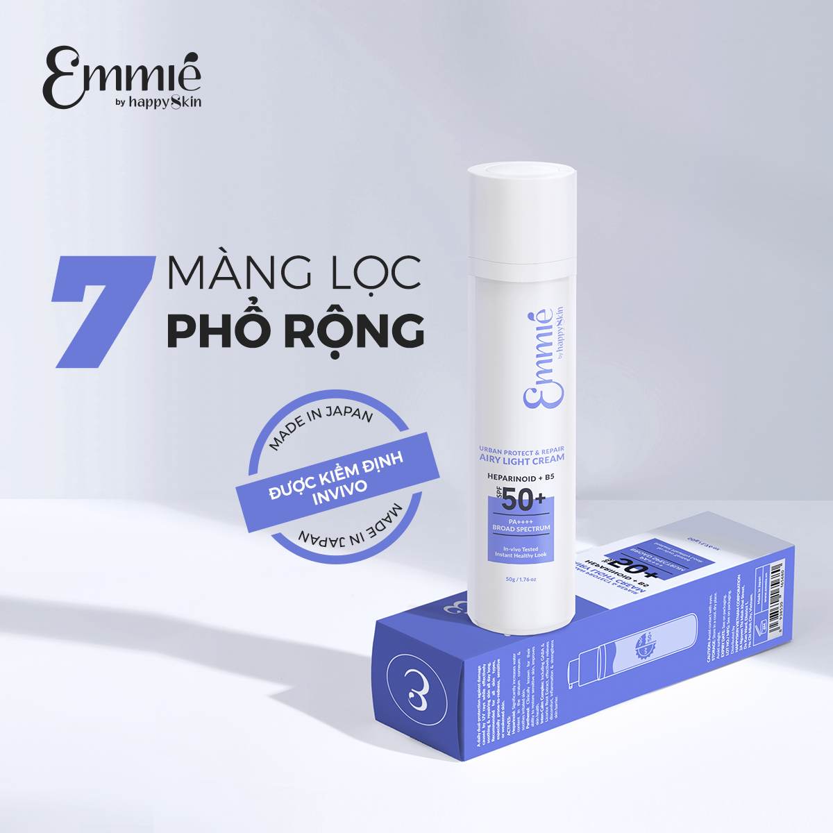 Kem Chống Nắng Emmié by HappySkin Urban Protect & Repair Airy Light Cream với 7 màng lọc chống nắng mạnh mẽ