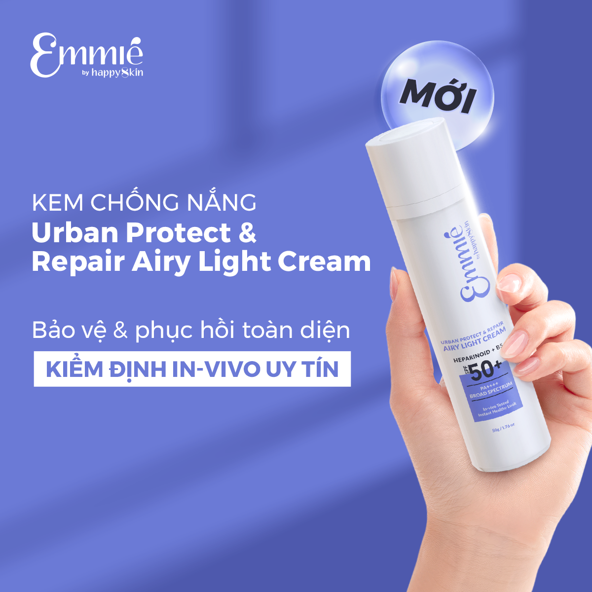 Kem chống nắng phục hồi Emmié by Happy Skin Urban Protect & Repair Airy Light Cream SPF50+ PA++++