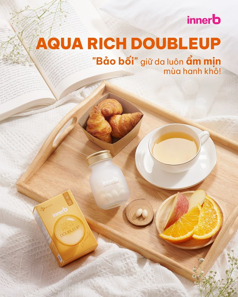 Viên uống cấp nước InnerB Aqua Rich DoubleUp - Cứu tinh cho làn da khô, thiếu ẩm