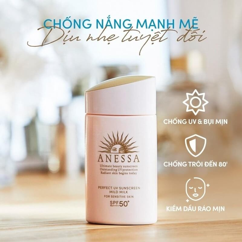 Kem chống nắng ANESSA Perfect UV Sunscreen Mild Milk dành cho da nhạy cảm