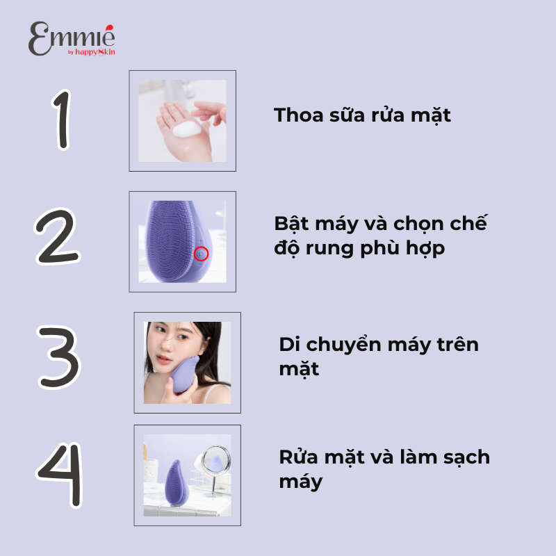 Cách sử dụng máy rửa mặt Emmié Sonic Extra